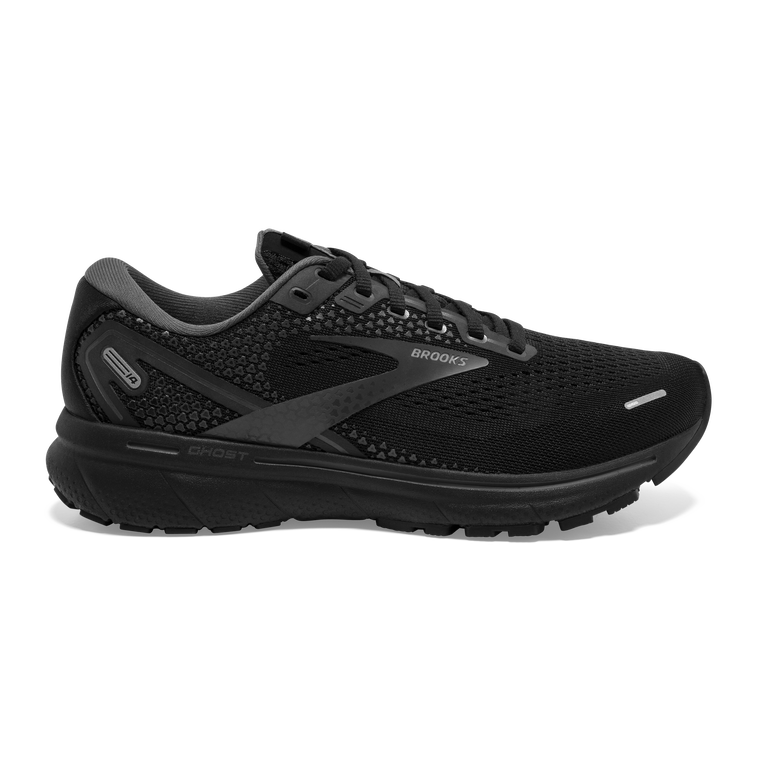 Women's Brooks Ghost 14, Black/Black/Ebony, 8 D Wide