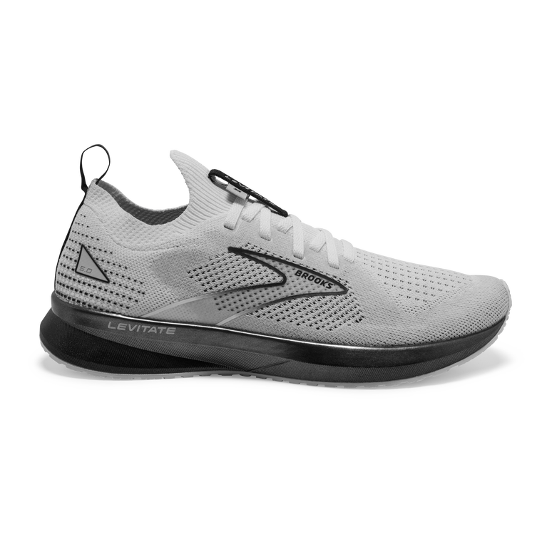 Women's Brooks Levitate Stealthfit 5, White/Grey/Black, 10 B Medium