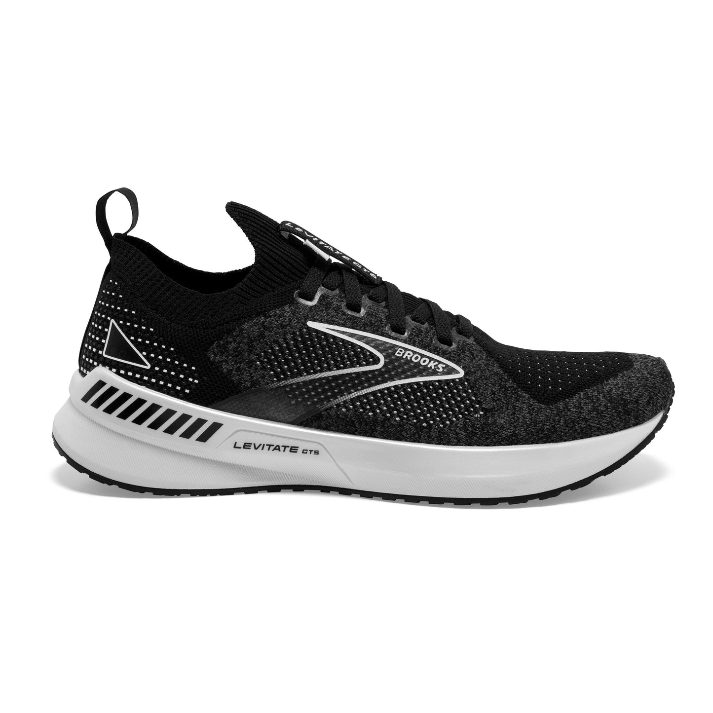 Women's Brooks Levitate Stealthfit GTS 5, Black/Grey/White, 8 B Medium