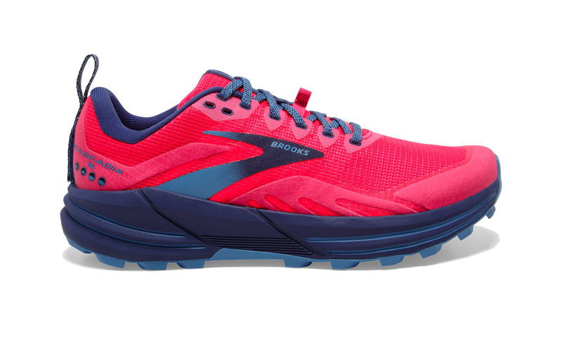 Women's Brooks Cascadia 16, Pink/Flambe/Cobalt, 10.5 B Medium