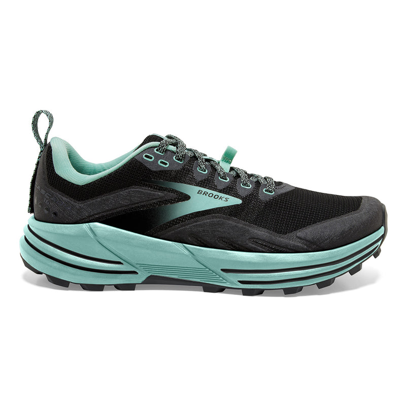 Women's Brooks Cascadia 16, Black/Ebony/Yucca, 8 D Wide
