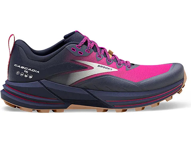 Women's Brooks Cascadia 16, Peacoat/Pink/Biscuit, 7 B Medium
