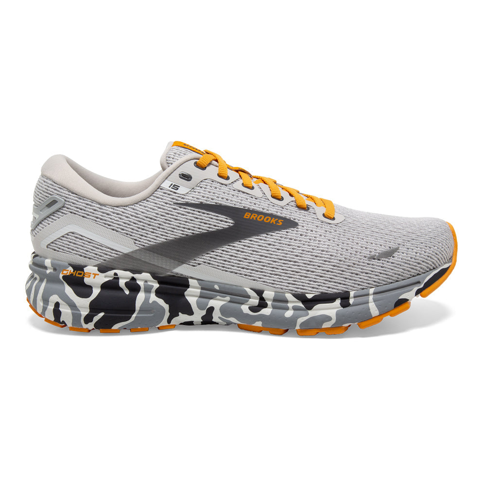 Women's Brooks Ghost 15, Blanc/Gray/Sunflower, 10.5 B Medium