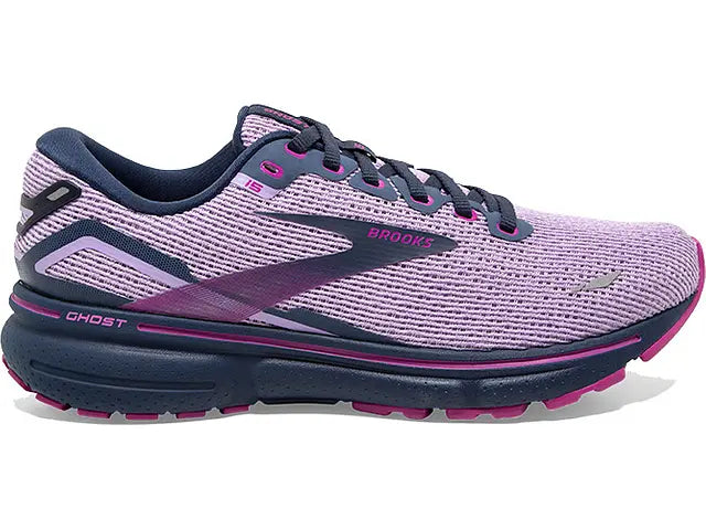 Women's Brooks Ghost 15, Rhapsody/Dress Blue/Viola, 8 B Medium