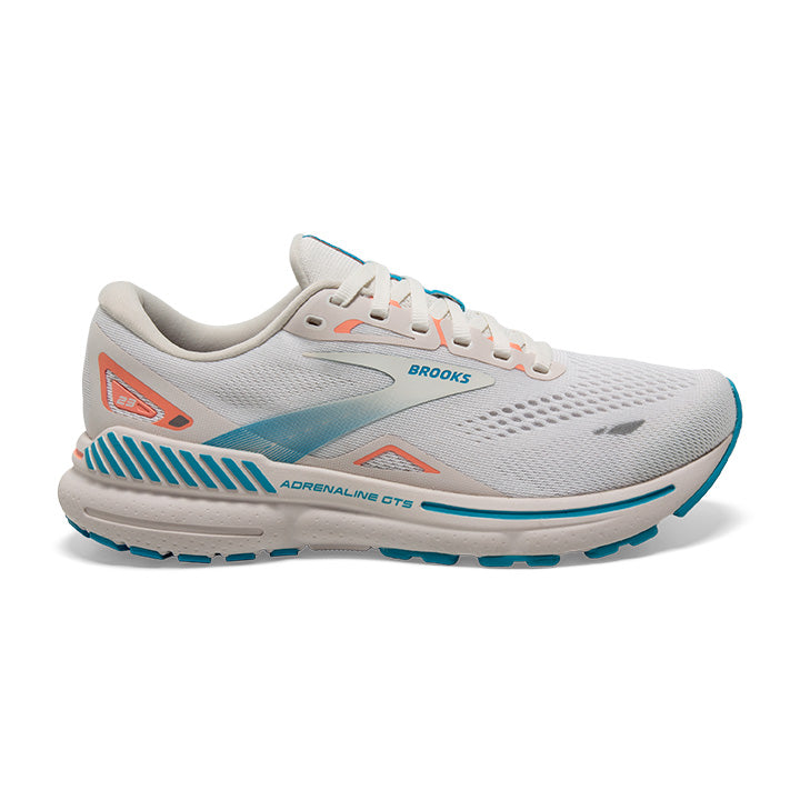 Women's Brooks Adrenaline GTS 23, Coconut/Papaya/Blue, 8 B Medium