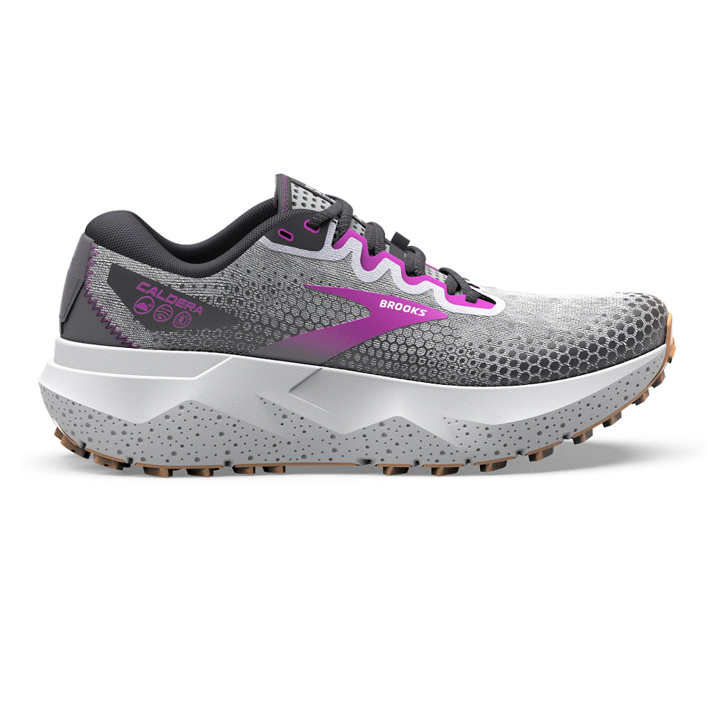 Women's Brooks Caldera 6, Oyster/Blackened Pearl/Purple, 9 B Medium