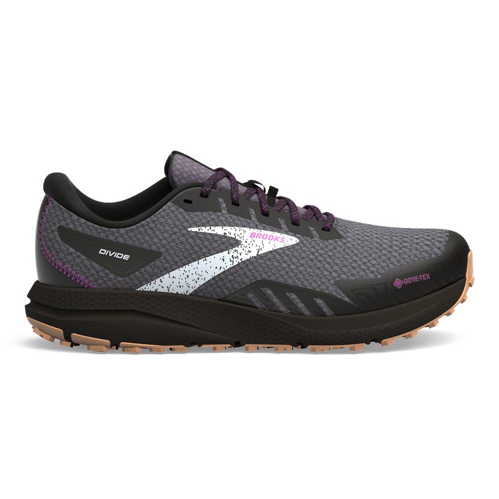 Women's Brooks Divide 4 GTX, Black/Blackened Pearl/Purple, 7.5 B Medium