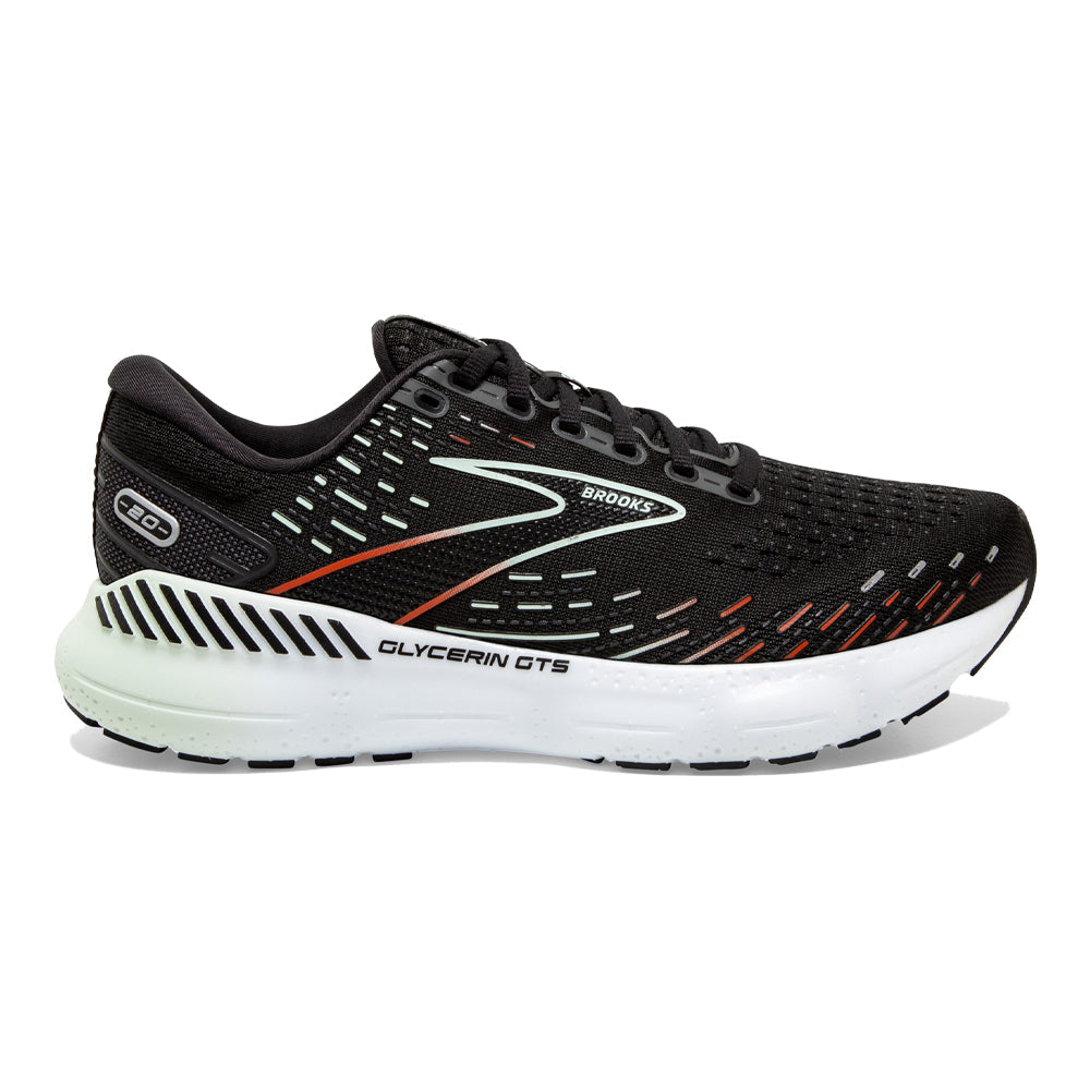 Women's Brooks Glycerin GTS 20, Black/Red/Opal, 11 B Medium