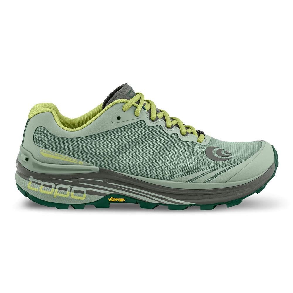 Women's Topo Athletic MTN Racer 2, Moss/Grey, 6.5 B Medium