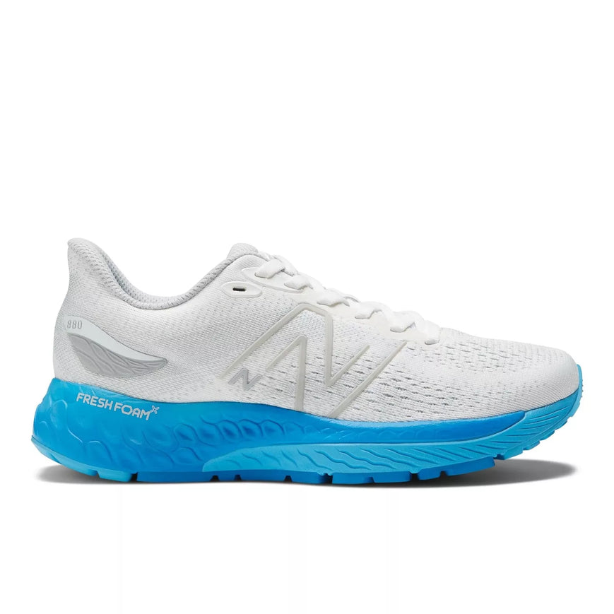 Women's New Balance Fresh Foam X 880v12, White/Vibrant Sky/Serene Blue, 7.5 D Wide