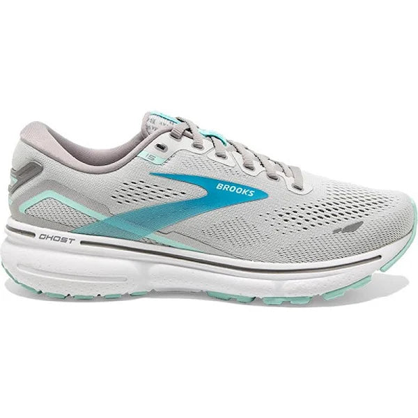 Women's Brooks Ghost 15, Grey Blackened Pearl/Blue, 11 B Medium