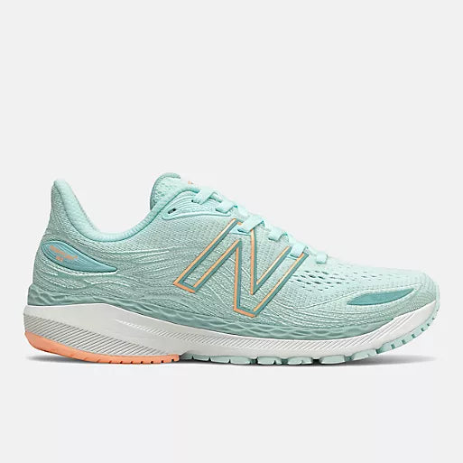 Women's New Balance Fresh Foam X 860v12, Pale Blue Chill/Light Mango, 7.5 D Wide