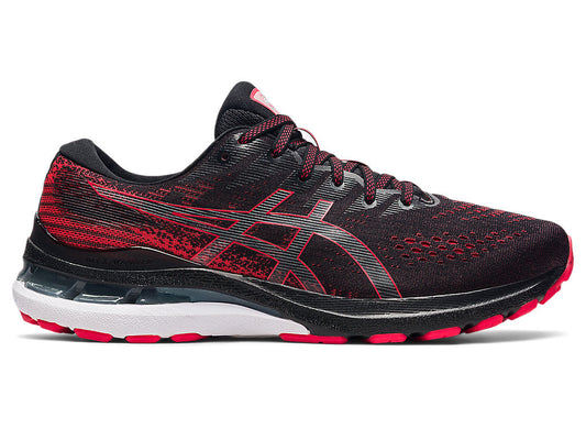 Men's Asics Gel-Kayano 28, Black/Electric Red, 13 D Medium