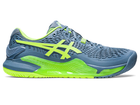 Men's Asics Gel-Resolution 9, Steel Blue/Hazard Green, 13 D Medium