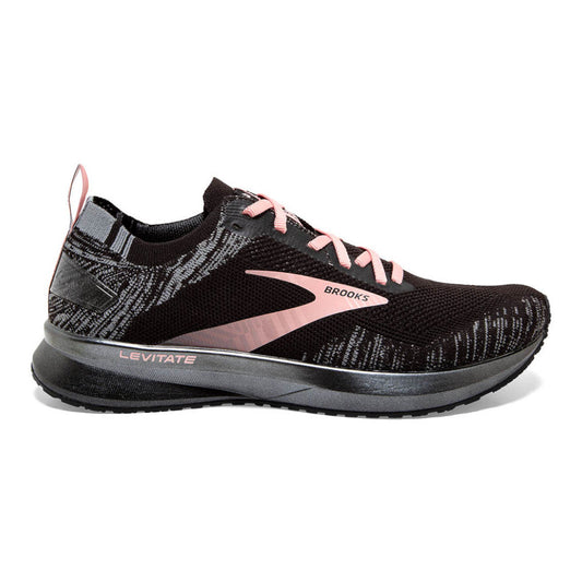 Women's Brooks Levitate 4, Black/Grey/Coral Cloud, 7.5 B Medium