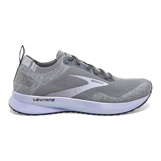 Women's Brooks Levitate 4, Grey/Blackened Pearl/Purple, 8.5 B Medium