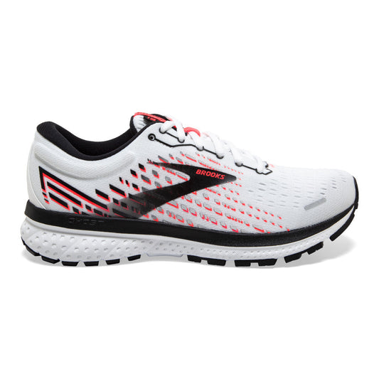 Women's Brooks Ghost 13, White/Pink/Black, 7.5 B Medium