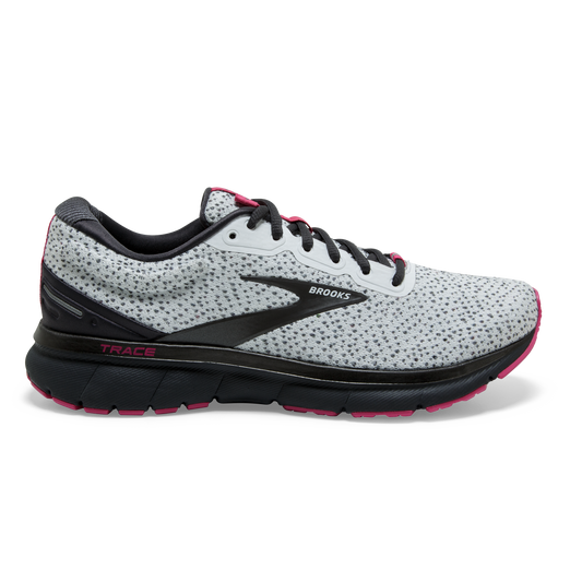 Women's Brooks Trace, Ebony/White/Pink, 8 B Medium