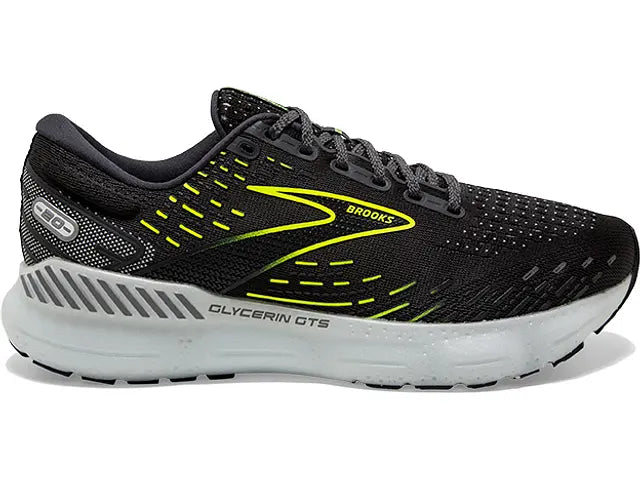 Women's Brooks Glycerin GTS 20, Ebony/White/Nightlife, 8 B Medium