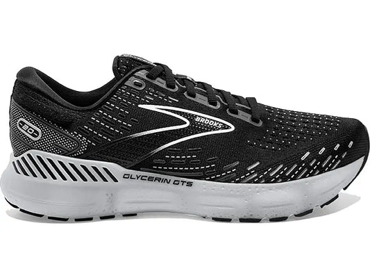 Women's Brooks Glycerin GTS 20, Black/White/Alloy, 10.5 B Medium