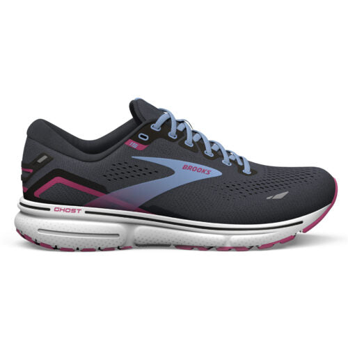 Women's Brooks Ghost 15, Ebony/Open Air/Lilac Rose, 10 B Medium