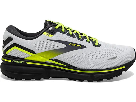 Women's Brooks Ghost 15, White/Ebony/Nightlife, 10 B Medium