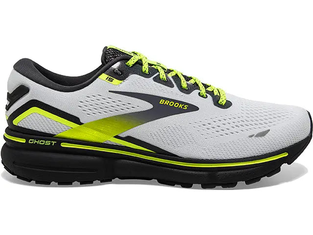 Women's Brooks Ghost 15, White/Ebony/Nightlife, 8 B Medium