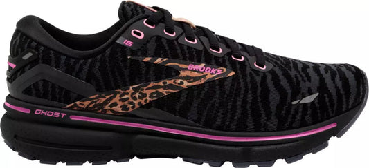 Women's Brooks Ghost 15, Black/Spring Crocus/Sunburn, 5 B Medium