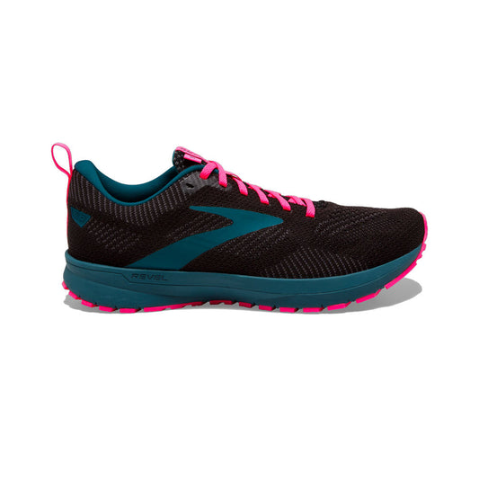 Women's Brooks Revel 5, Black/Blue/Pink, 8 B Medium