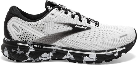 Women's Brooks Ghost 14, White/Grey/Black, 11 B Medium
