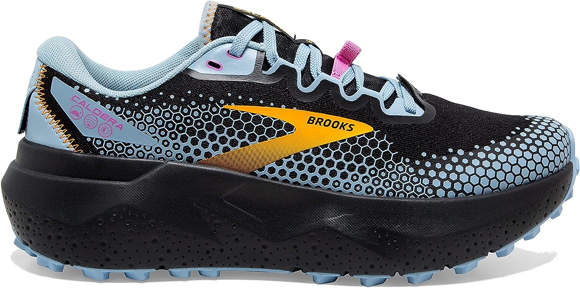Women's Brooks Caldera 6, Black/Blue/Yellow, 7.5 B Medium