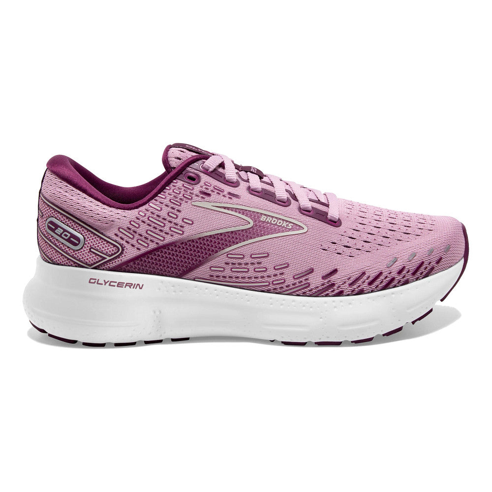 Women's Brooks Glycerin 20, Mauve/Grape Wine/Grey, 7 B Medium
