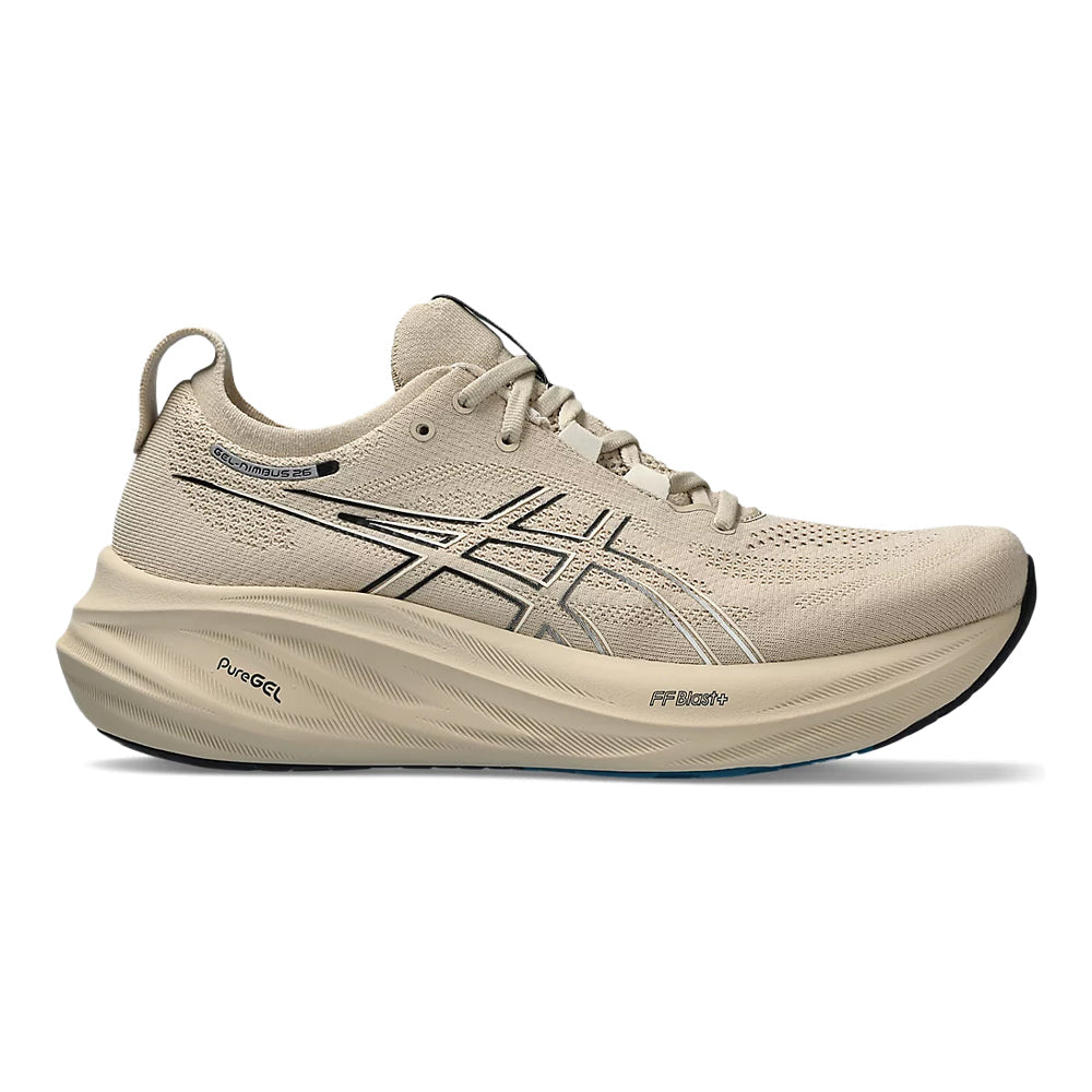 Men's Asics GEL-Nimbus 26, Feather Grey/Black, 9 D Medium
