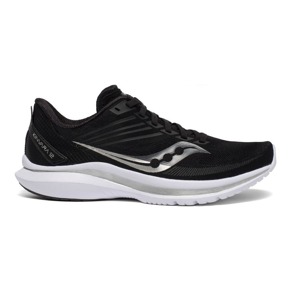 Women's Saucony Kinvara 12, Black/Silver, 7 B Medium