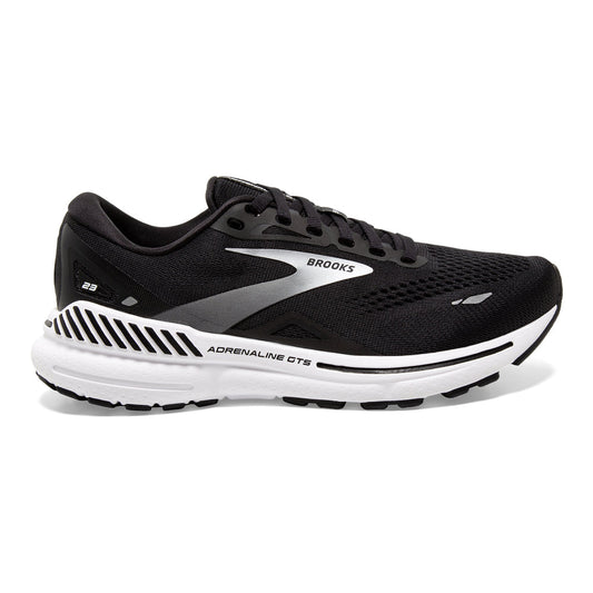 Women's Brooks Adrenaline GTS 23, Black/White/Silver, 7.5 B Medium