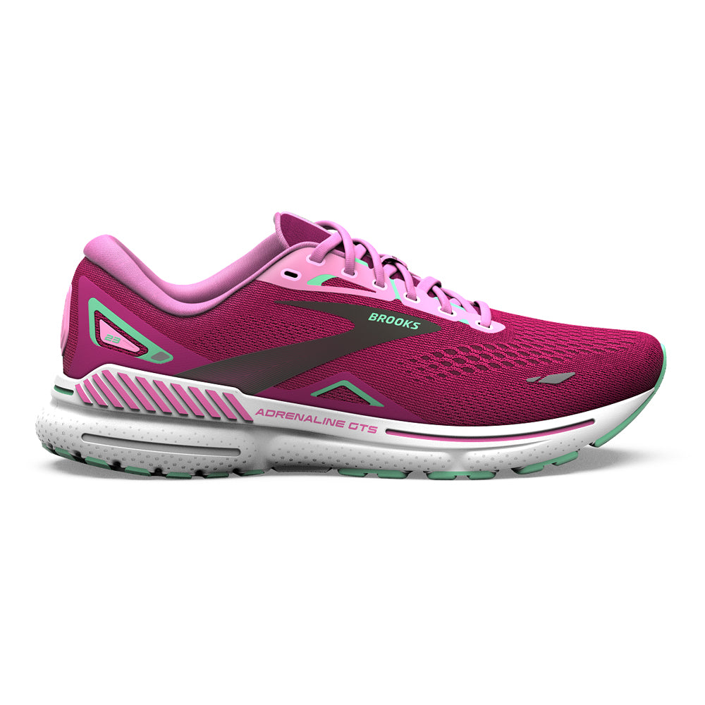 Women's Brooks Adrenaline GTS 23, Pink/Festival Fuchsia/Black, 6 B Medium
