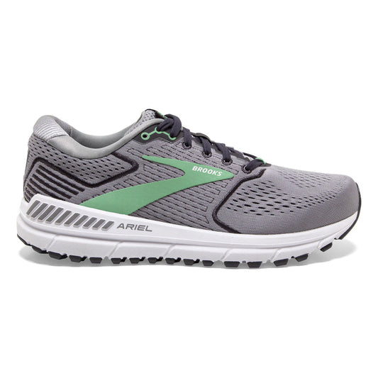 Women's Brooks Ariel '20, Alloy/Blackened Pearl/Green, 9 2E Extra Wide