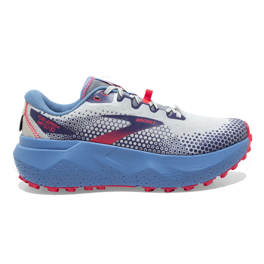 Women's Brooks Caldera 6, Oyster/Blissful Blue/Pink, 8 B Medium
