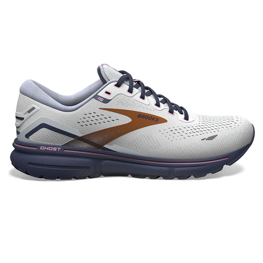 Women's Brooks Ghost 15, Spa Blue/Neo Pink/ Copper, 8.5 B Medium