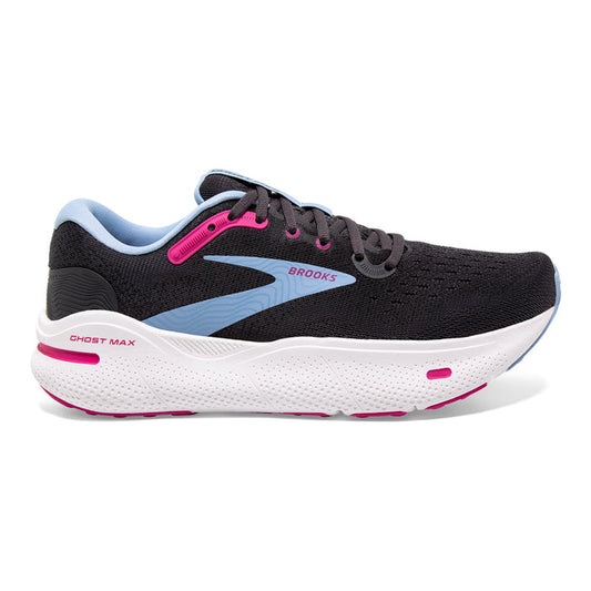 Women's Brooks Ghost Max, Ebony/Open Air/Lilac Rose, 7.5 2E Extra Wide