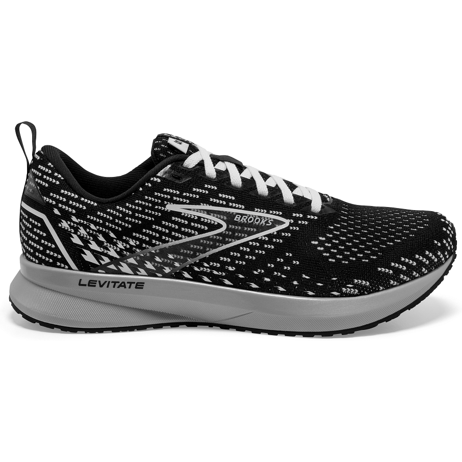 Women's Brooks Levitate 5, Black/Grey/White, 11 B Medium