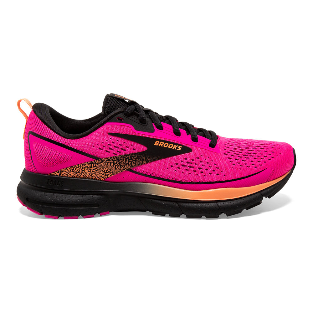 Women's Brooks Trace 3, Pink Glo/Black/Orange, 7.5 B Medium