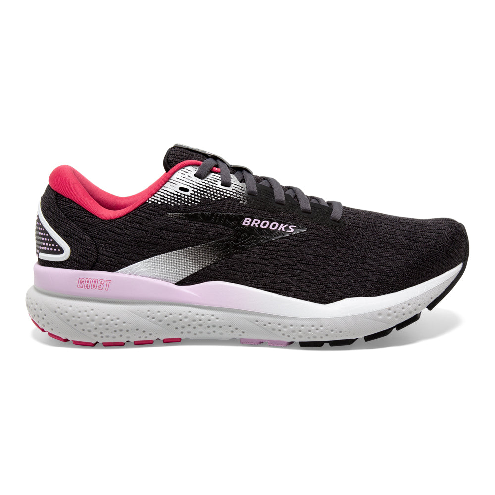 Women's Brooks Ghost 16, Black/Ebony/Raspberry, 11 B Medium